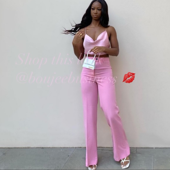 Zara Tops Zara Satin Effect Pink Crop Top Poshmark